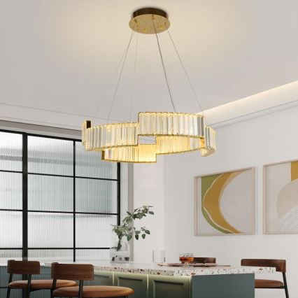 LED Dimmerabile cristallo lampadario su filo LED/40W/230V 3000-6500K oro + telecomando