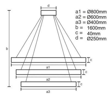 Lampadario a sospensione con filo LED dimmerabile LED/45W/230V 3000-6500K + telecomando