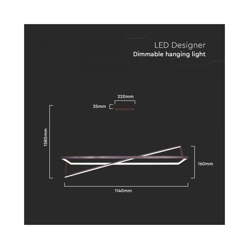 Lampadario a sospensione con filo LED dimmerabile LED/45W/230V 3000K 114 cm nero