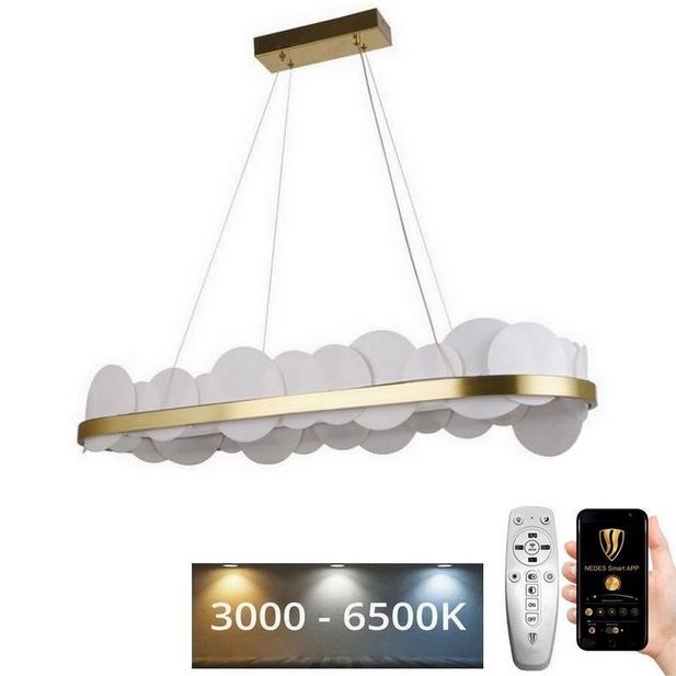 Lampadario a sospensione con filo LED dimmerabile LED/50W/230V 3000-6500K oro + telecomando