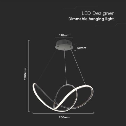 Lampadario a sospensione con filo LED dimmerabile LED/50W/230V 3000K nero