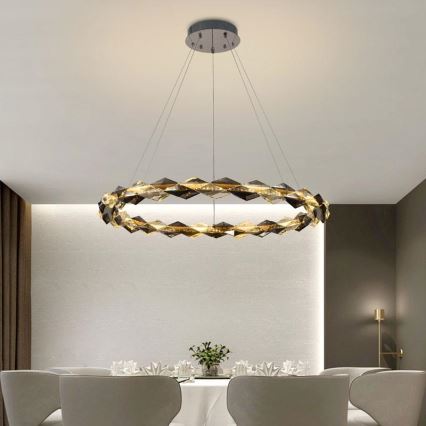 LED Dimmerabile cristallo lampadario su filo LED/55W/230V 3000-6500K cromo + telecomando