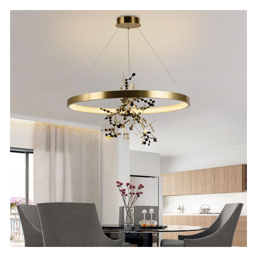 Lampadario a sospensione con filo LED dimmerabile LED/55W/230V 3000-6500K oro + telecomando