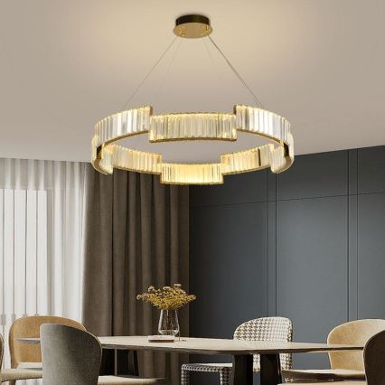 LED Dimmerabile cristallo lampadario su filo LED/60W/230V 3000-6500K oro + telecomando