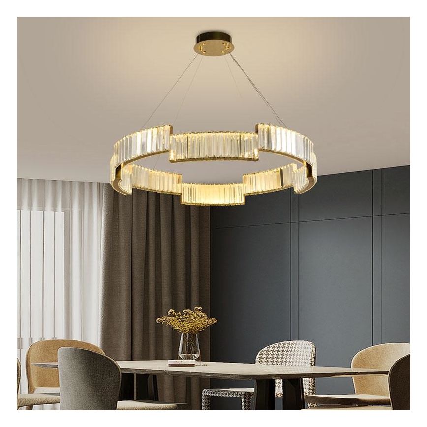 LED Dimmerabile cristallo lampadario su filo LED/60W/230V 3000-6500K oro + telecomando