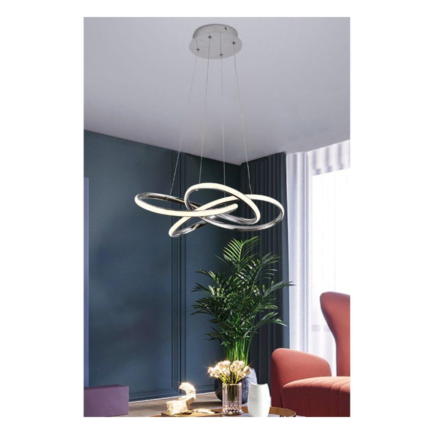 Lampadario a sospensione con filo LED dimmerabile LED/65W/230V 3000-6500K cromo + telecomando