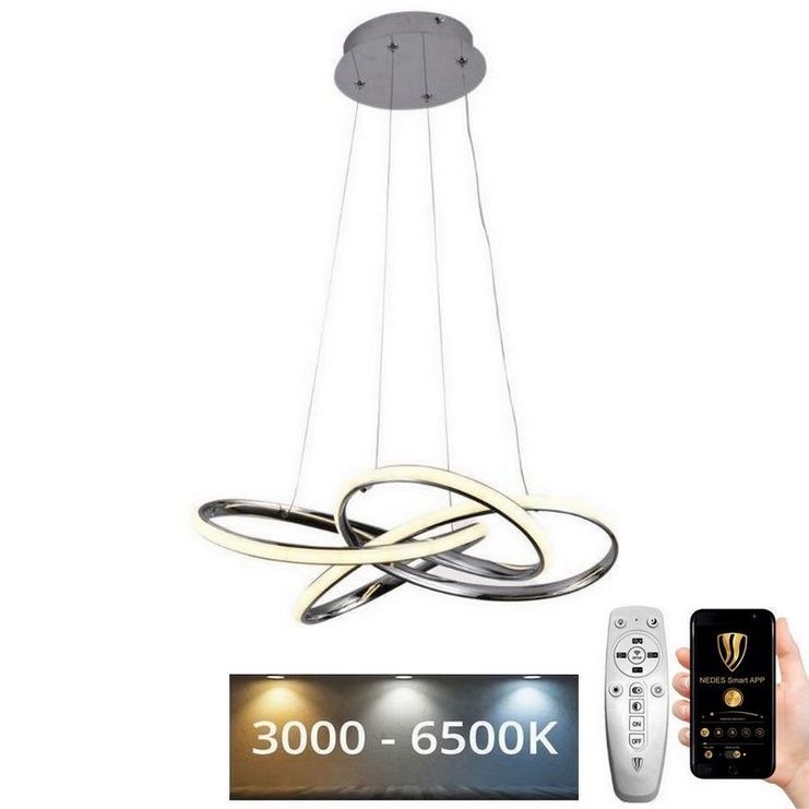 Lampadario a sospensione con filo LED dimmerabile LED/65W/230V 3000-6500K diametro 48 cm grigio + telecomando