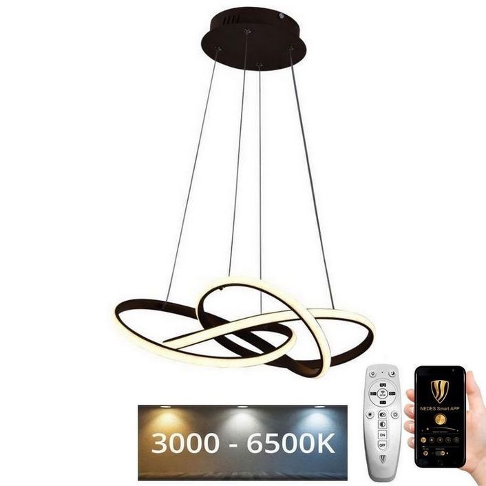 Lampadario a sospensione con filo LED dimmerabile LED/65W/230V 3000-6500K diametro 48 cm marrone + telecomando