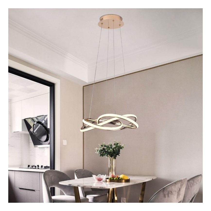 Lampadario a sospensione con filo LED dimmerabile LED/65W/230V 3000-6500K oro + telecomando
