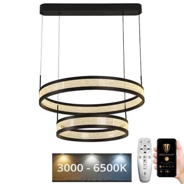Lampadario a sospensione con filo LED dimmerabile LED/70W/230V 3000-6500K diametro 60 cm nero + telecomando