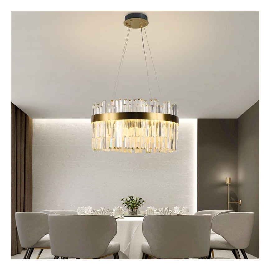 LED Dimmerabile cristallo lampadario su filo LED/70W/230V 3000-6500K oro + telecomando