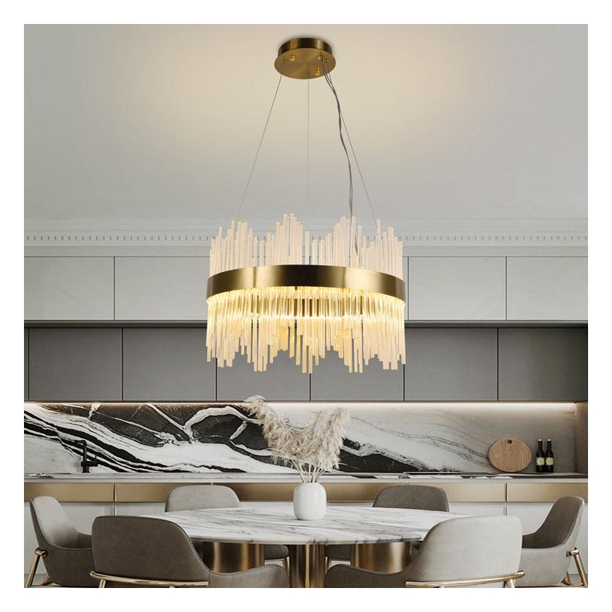 LED Dimmerabile cristallo lampadario su filo LED/70W/230V 3000-6500K oro + telecomando