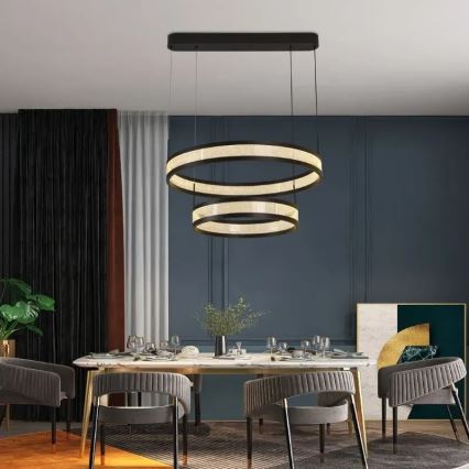 Lampadario a sospensione con filo LED dimmerabile LED/70W/230V 3000-6500K diametro 60 cm nero + telecomando