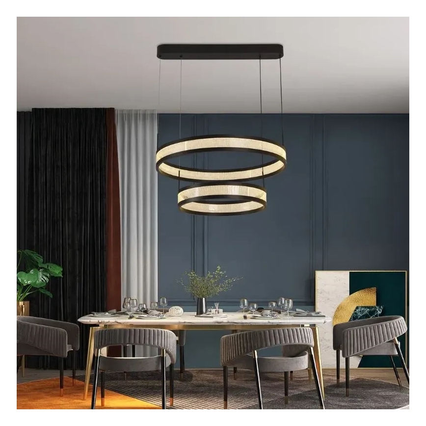 Lampadario a sospensione con filo LED dimmerabile LED/70W/230V 3000-6500K diametro 60 cm nero + telecomando