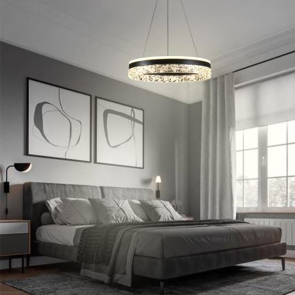 Lampadario a sospensione con filo LED dimmerabile LED/80W/230V 3000-6500K nero + telecomando