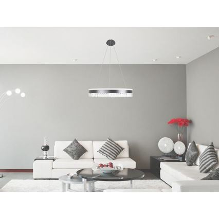 LED Dimmerabile cristallo lampadario su filo LED/80W/230V 3000-6500K nero + telecomando