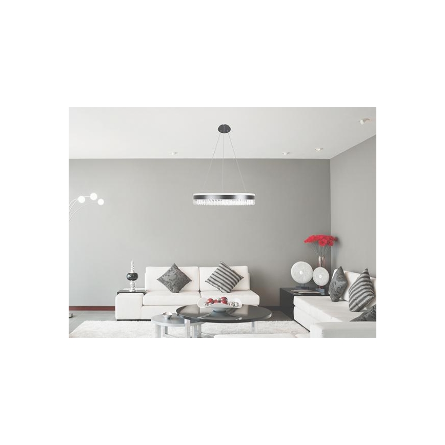LED Dimmerabile cristallo lampadario su filo LED/80W/230V 3000-6500K nero + telecomando