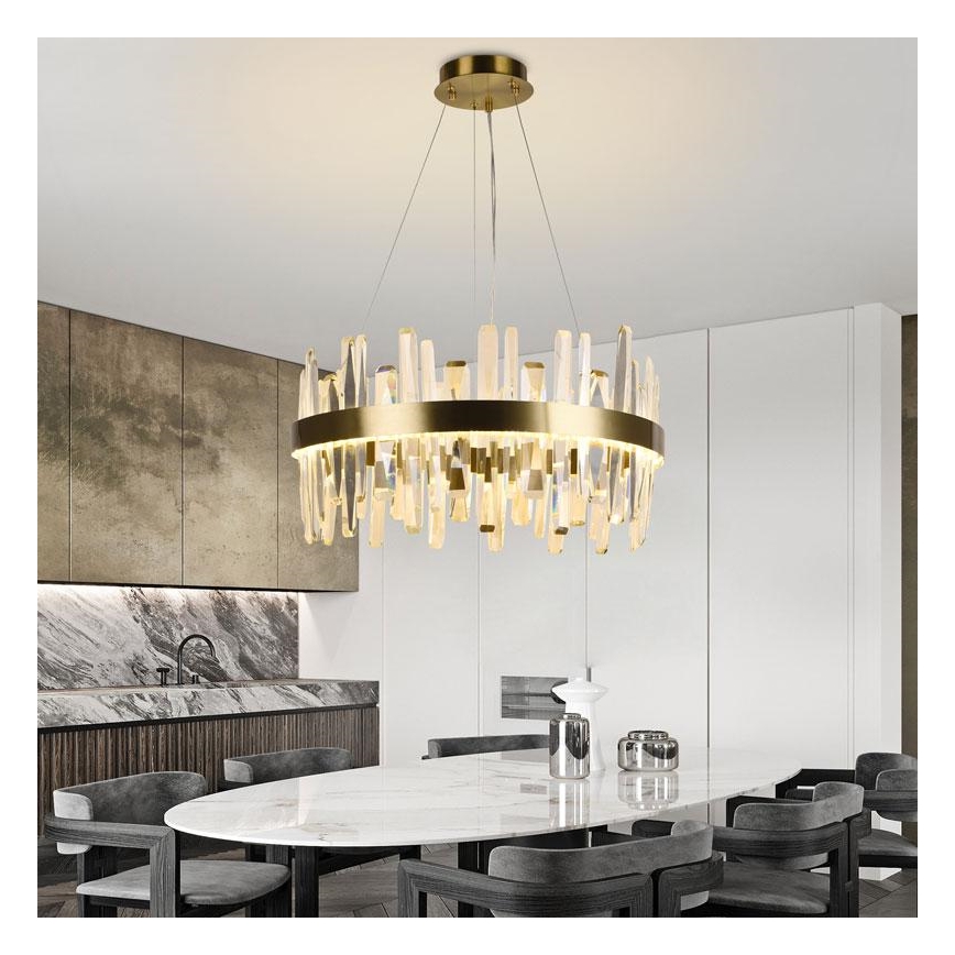 LED Dimmerabile cristallo lampadario su filo LED/80W/230V 3000-6500K oro + telecomando