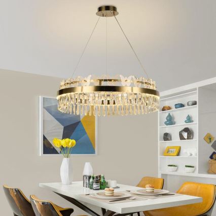 LED Dimmerabile cristallo lampadario su filo LED/80W/230V 3000-6500K oro + telecomando