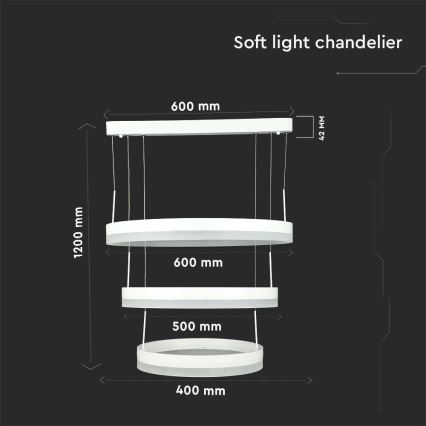 Lampadario a sospensione con filo LED dimmerabile LED/86W/230V 3000K bianco