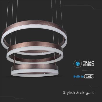 Lampadario a sospensione con filo LED dimmerabile LED/86W/230V 3000K marrone