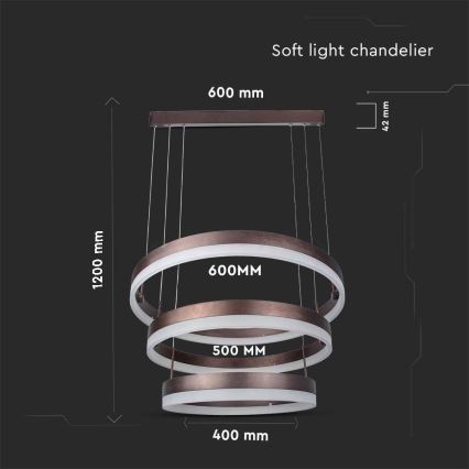 Lampadario a sospensione con filo LED dimmerabile LED/86W/230V 3000K marrone