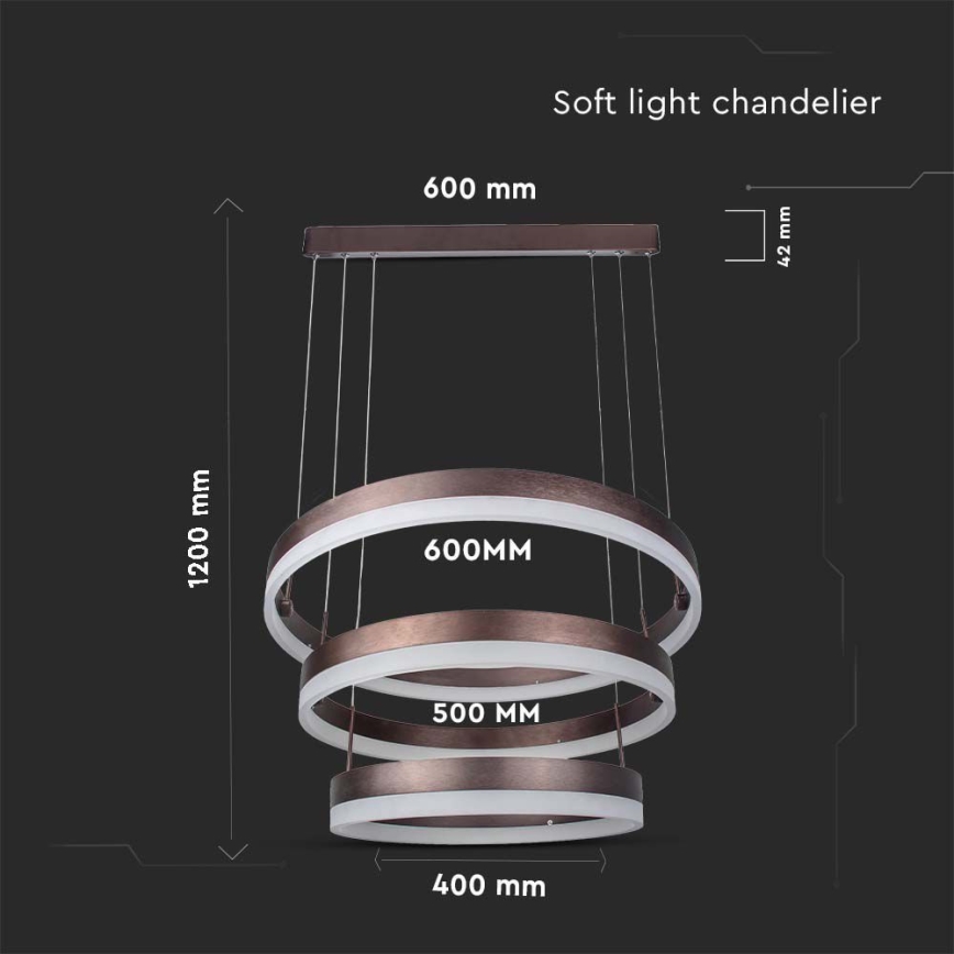 Lampadario a sospensione con filo LED dimmerabile LED/86W/230V 3000K marrone