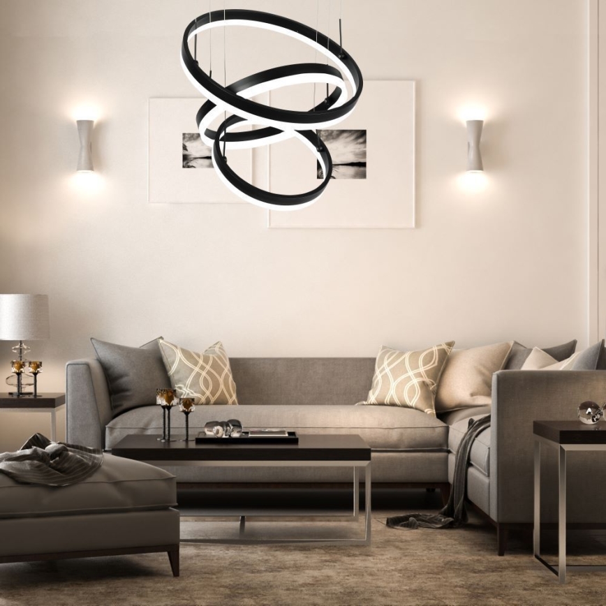 Lampadario a sospensione con filo LED dimmerabile LED/86W/230V 3000K nero