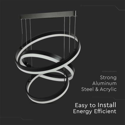 Lampadario a sospensione con filo LED dimmerabile LED/86W/230V 3000K nero