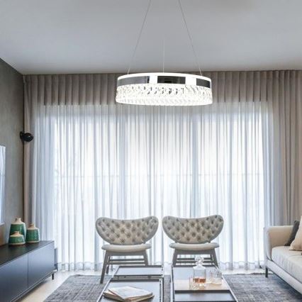 LED Lampadario di cristallo dimmerabile a filo LED/90W/230V 3000-6500K cromo lucido + telecomando