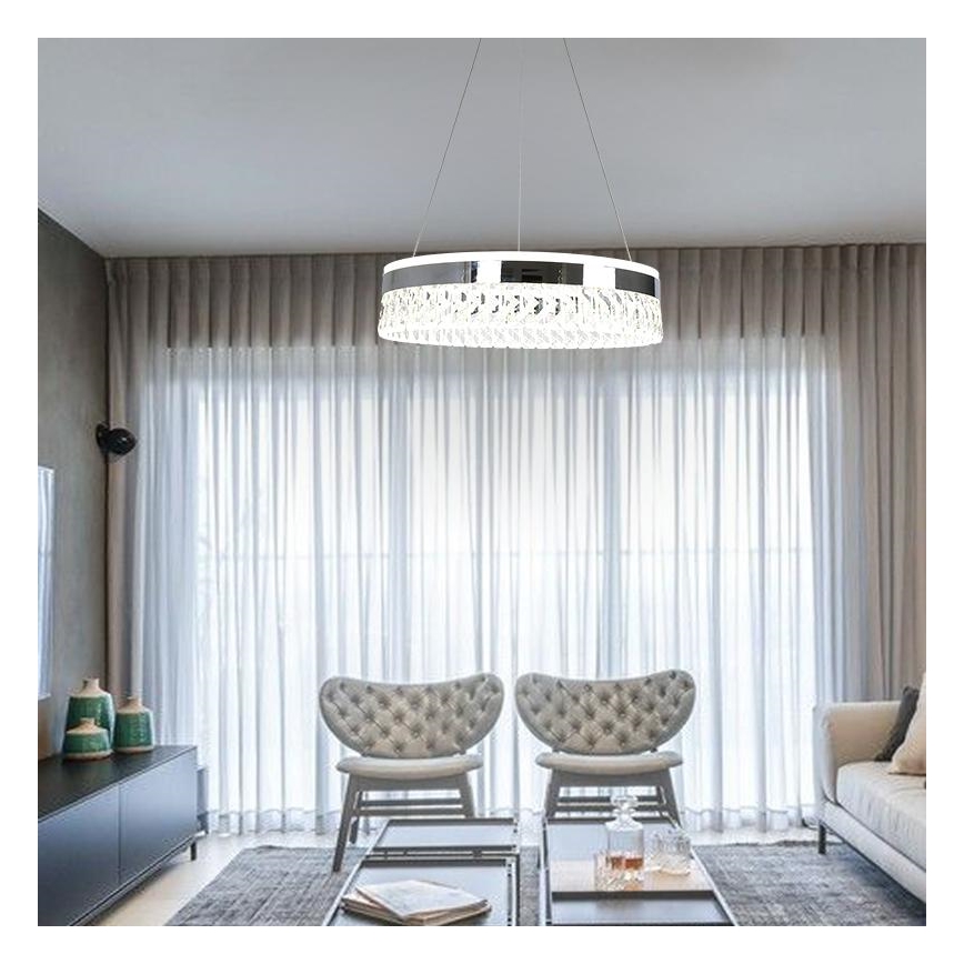 LED Lampadario di cristallo dimmerabile a filo LED/90W/230V 3000-6500K cromo lucido + telecomando