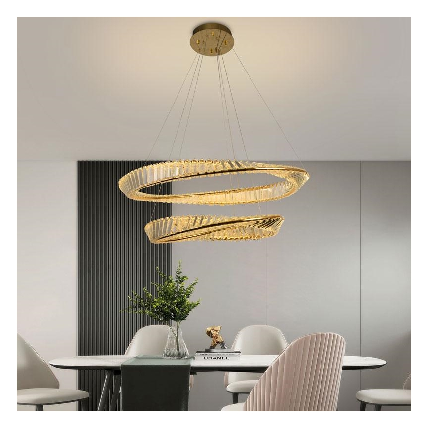 LED Dimmerabile cristallo lampadario su filo LED/90W/230V 3000-6500K oro/cromo + telecomando