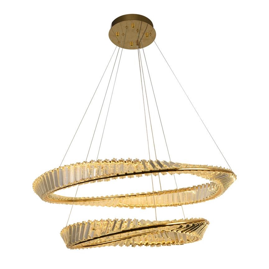 LED Dimmerabile cristallo lampadario su filo LED/90W/230V 3000-6500K oro/cromo + telecomando