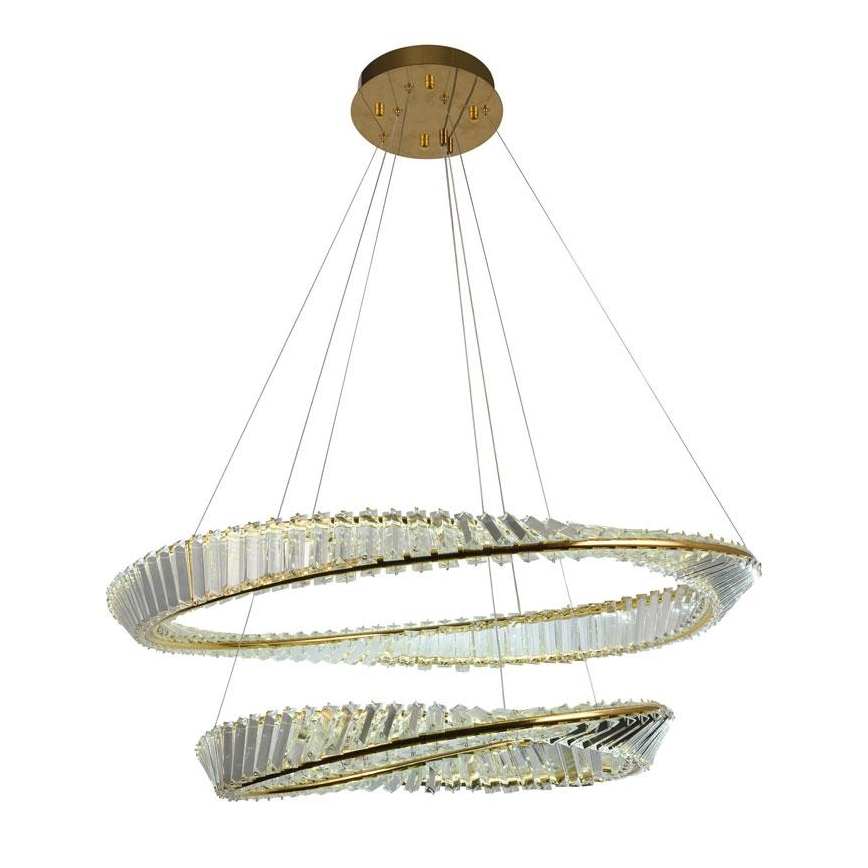 LED Dimmerabile cristallo lampadario su filo LED/90W/230V 3000-6500K oro/cromo + telecomando