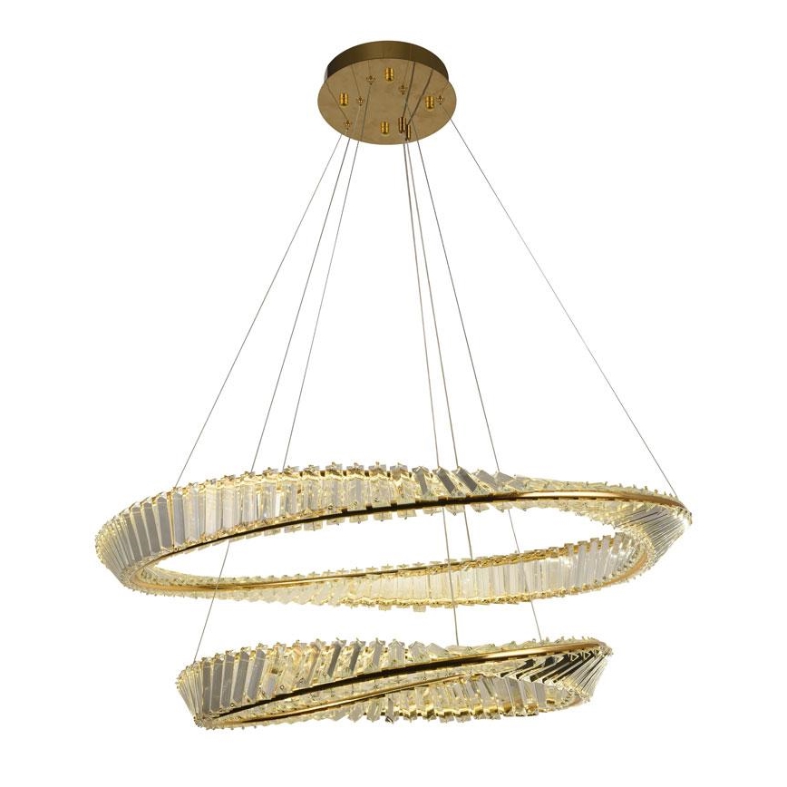 LED Dimmerabile cristallo lampadario su filo LED/90W/230V 3000-6500K oro/cromo + telecomando