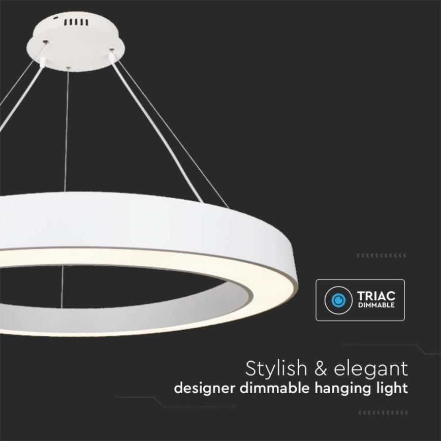 Lampadario a sospensione con filo LED dimmerabile LED/90W/230V 4000K diametro 100 cm bianco