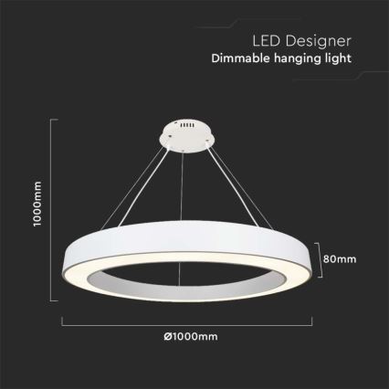 Lampadario a sospensione con filo LED dimmerabile LED/90W/230V 4000K diametro 100 cm bianco