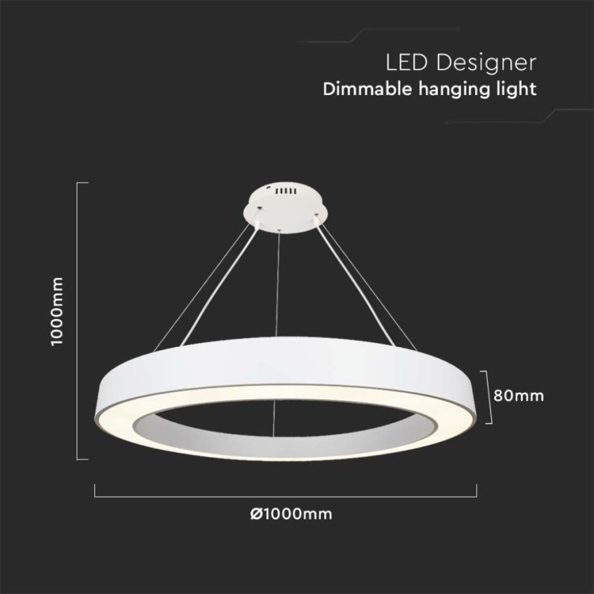 Lampadario a sospensione con filo LED dimmerabile LED/90W/230V 4000K diametro 100 cm bianco