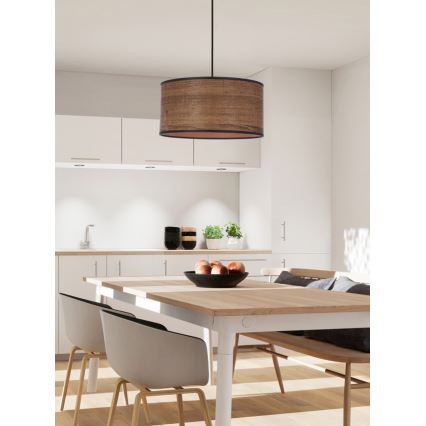 Lampadario a sospensione con filo LEGNO 1xE27/40W/230V diametro 30 cm marrone