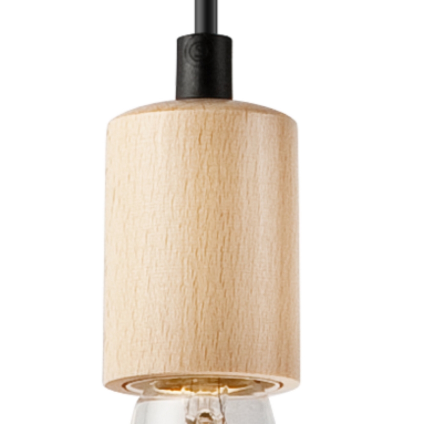 Lampadario a sospensione con filo LEON 3xE27/60W/230V faggio