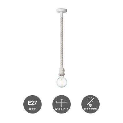 Lampadario a sospensione con filo LEONARDO ROPE 1xE27/10W/230V bianco