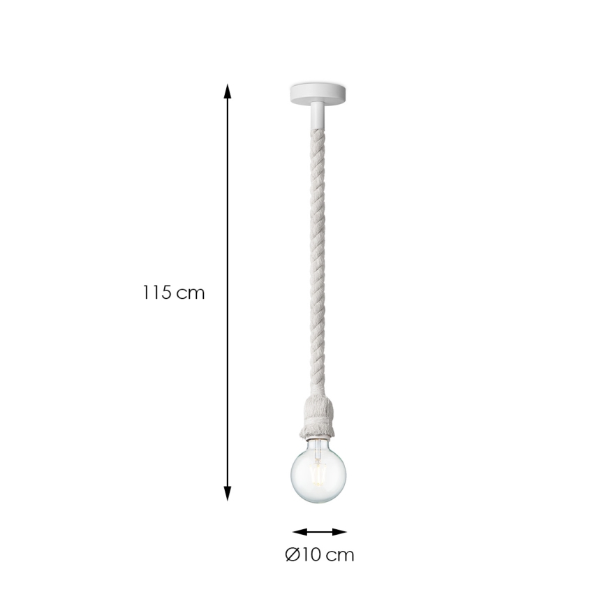 Lampadario a sospensione con filo LEONARDO ROPE 1xE27/10W/230V bianco