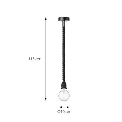 Lampadario a sospensione con filo LEONARDO ROPE 1xE27/10W/230V nero