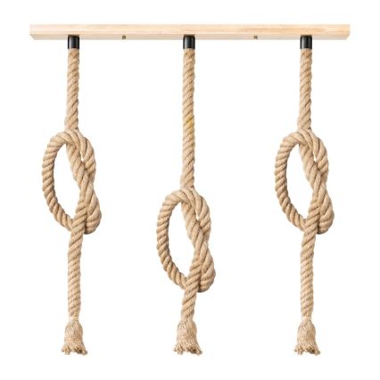 Lampadario a sospensione con filo LEONARDO ROPE 3xE27/10W/230V beige