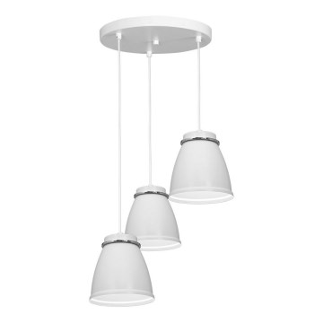 Lampadario a sospensione con filo LERDO 3xE27/60W/230V bianco/cromo lucido