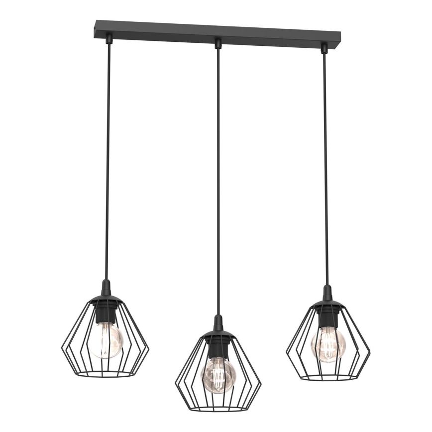 Lampadario a sospensione con filo LETI 3xE27/15W/230W nero