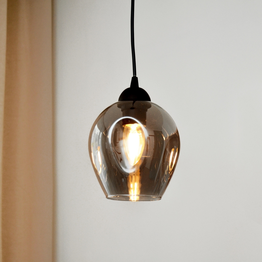 Lampadario a sospensione con filo LILI 1xE27/15W/230V nero/grigio