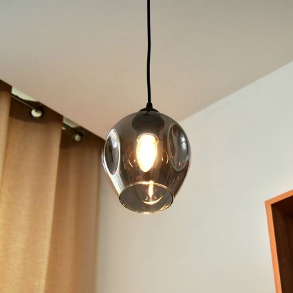 Lampadario a sospensione con filo LILI 1xE27/15W/230V nero/grigio