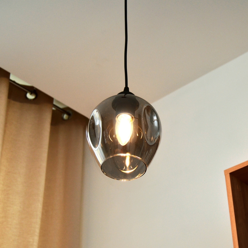 Lampadario a sospensione con filo LILI 1xE27/15W/230V nero/grigio