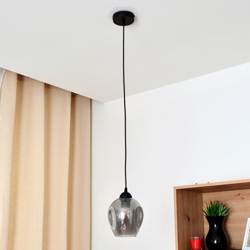 Lampadario a sospensione con filo LILI 1xE27/15W/230V nero/grigio
